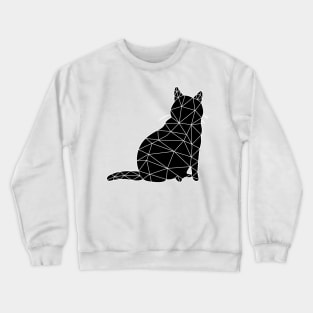 A round cat sits and looks around, Cat Geometric for Light Crewneck Sweatshirt